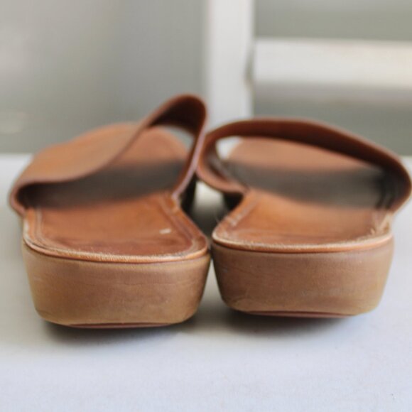 FitFlop Leather Sola Tan Women's Slip-On Platform Sandals Size 10 - Picture 6 of 8